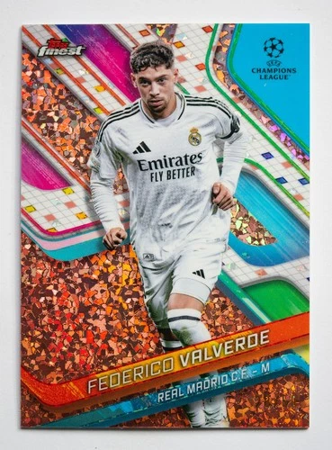 Federico Valverde 2024 Topps Finest UEFA Rose Gold Mini Diamond /50