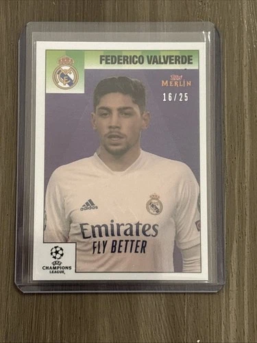 Federico Valverde 2020 Topps Merlin's Heritage 95 UCL Purple /25