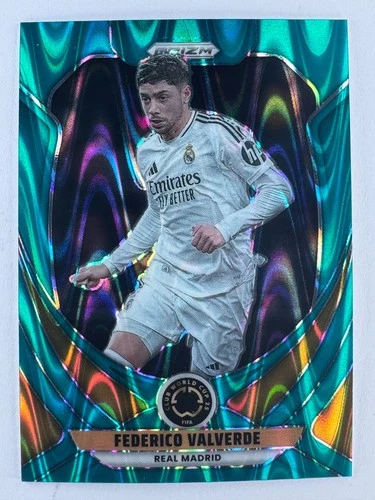 Federico Valverde 2025 Panini Prizm FIFA Aqua Seismic Refractor /49
