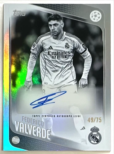 Federico Valverde 2025 Topps UEFA UCC Flagship Black & White Foil /75