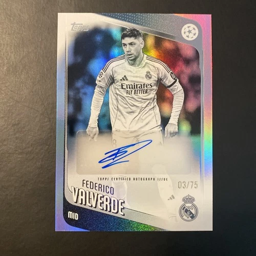 Federico Valverde 2026 Topps UEFA UCC lamina bianco e nero /75