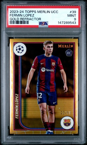 Fermin Lopez 2023 Topps Chrome Merlin UEFA Gold Refractor /50