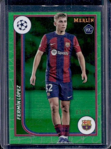 Fermin Lopez 2023 Topps Chrome Merlin UEFA Green Refractor /99