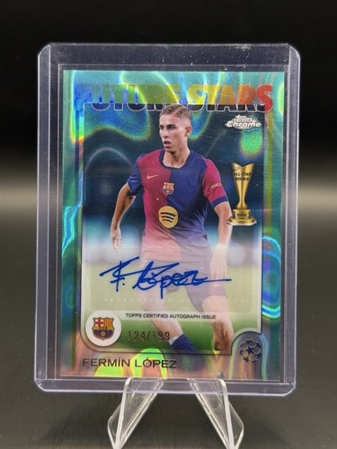 Fermin Lopez 2024 Topps Chrome UEFA Aqua Lava /199