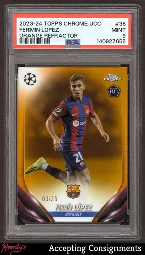Fermin Lopez 2024 Topps Chrome UEFA Arancione Rifrattore /25