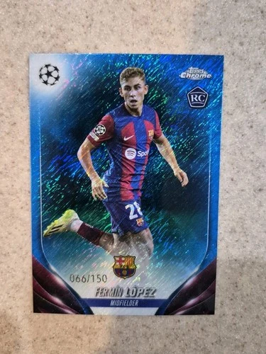 Fermin Lopez 2023 Topps Chrome UEFA Blue Shimmer Refractor /150