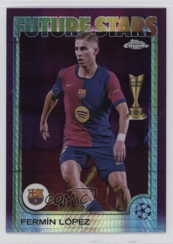 Fermin Lopez 2024 Topps Chrome UEFA Club Competitions Magenta Prism Refractor /75