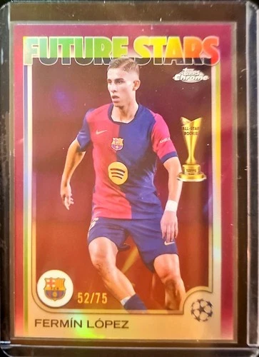 Fermin Lopez 2024 Topps Chrome UEFA Club Magenta Refractor /75