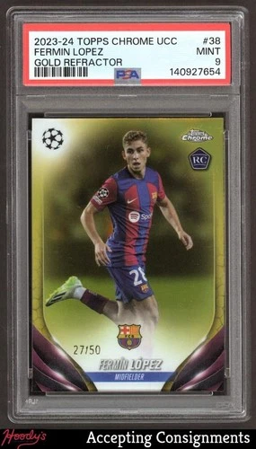 Fermin Lopez 2024 Topps Chrome UEFA Gold Refractor /50
