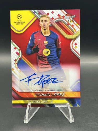 Fermin Lopez 2024 Topps Finest UEFA True Red Refractor /5