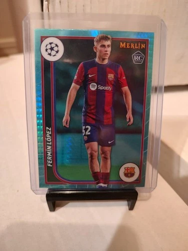 Fermin Lopez 2024 Topps Merlin Chrome UEFA Aqua Prism Refractor
