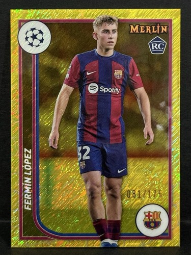 Fermin Lopez 2023 Topps Merlin UEFA Club Competitions Yellow Shimmer /175