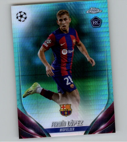 Fermín López 2023 Topps Cromo UEFA Clubes Competiciones Aqua Prism Refractor