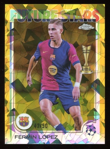 Fermín López 2024 Topps Cromo Zafiro UEFA Oro Refractor /50
