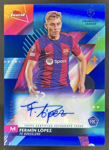 Fermín López 2023 Topps Finest UEFA Blue Refractor /150