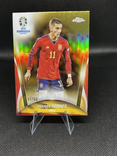 Ferran Torres 2024 Topps Chrome UEFA Euro Gold Refractor /50