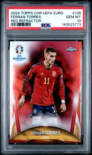 Ferran Torres 2024 Topps Cromo UEFA Euro Rojo Refractor /5