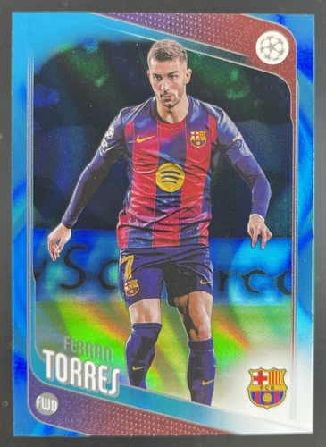 Ferran Torres 2025 Topps UEFA Champions League Blue Neon FlowFractor