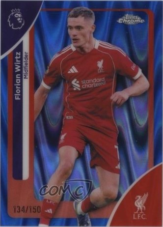 Florian Wirtz 2025 Topps Chrome Blue Raywave Refractor /150