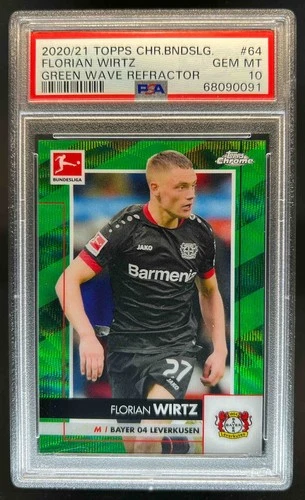 Florian Wirtz 2020 Topps Chrome Bundesliga Green Wave Refractor /99