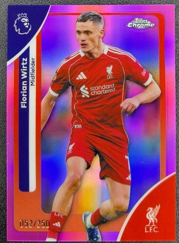 Florian Wirtz 2025 Topps Chrome Premier League Pink Refractor /250