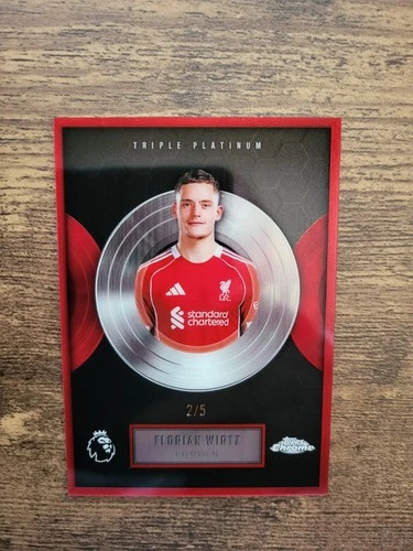 Florian Wirtz 2025 Topps Chrome Red Stainless Steel Triple Platinum /5
