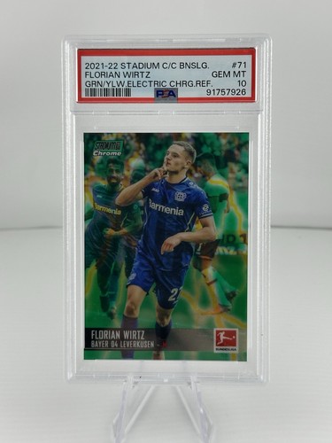 Florian Wirtz 2022 Panini Stadium Club Chrome Green/Yellow /75