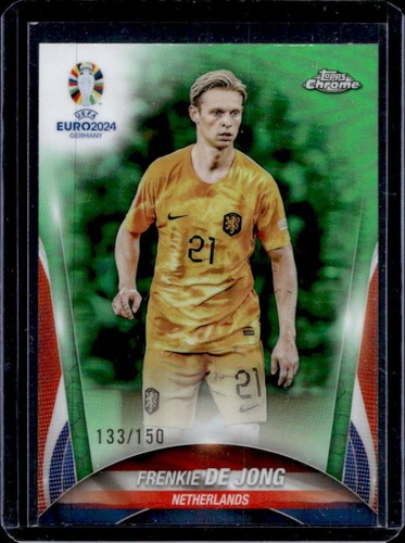 Frenkie de Jong 2023 Topps Cromo UEFA Euro Verde Neón Refractor /150