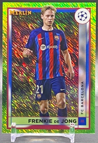 Frenkie de Jong 2022 Topps Merlin Chrome UEFA Neon Green Shimmer /350