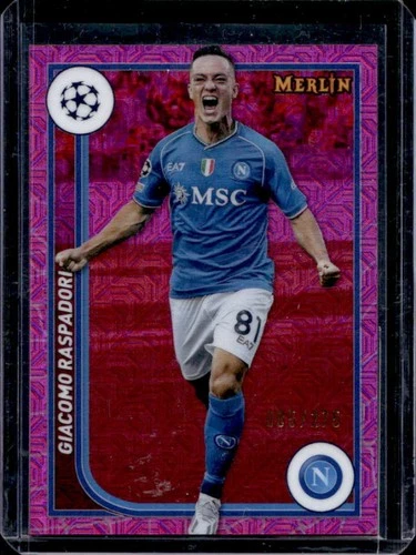 Giacomo Raspadori 2024 Topps Chrome Merlin Pink Refractor /275