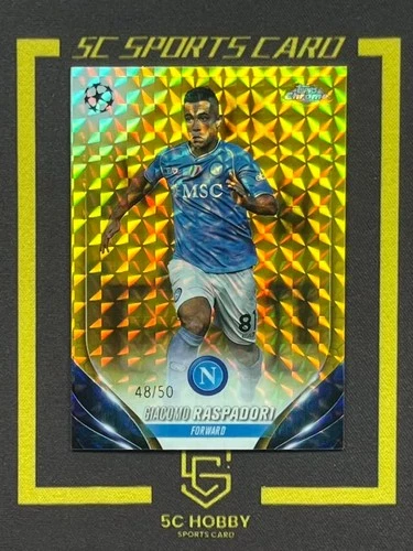 Giacomo Raspadori 2024 Topps Chrome UEFA Gold Geometric Refractor /50