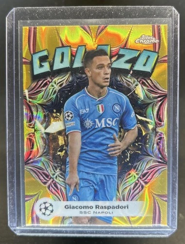 Giacomo Raspadori 2023 Topps Cromo UEFA Oro Lava Refractor