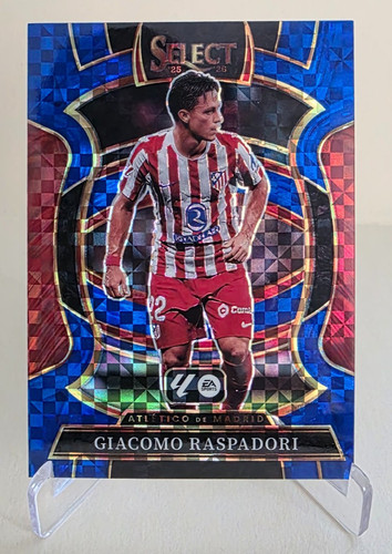 Giacomo Raspadori 2025 Panini Select Blue Checker Prizm