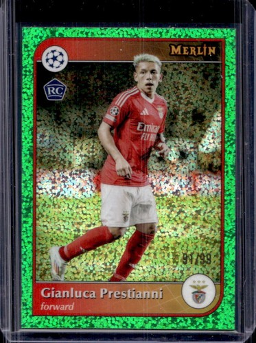 Gianluca Prestianni 2024 Topps Merlin Chrome UCC Green Speckle Refractor /99