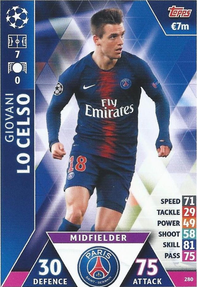 Giovani Lo Celso 2018 Topps Match Attax UEFA 280