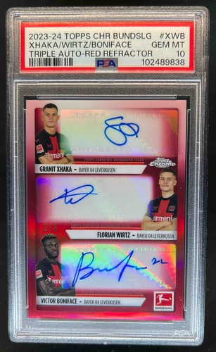 Granit Xhaka, Florian Wirtz, Victor Boniface 2023 Topps Chrome Red /5