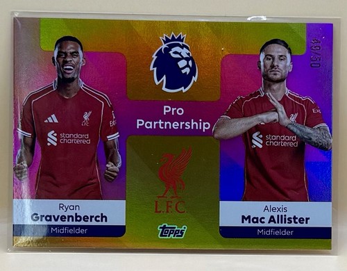 Gravenberch & Mac Allister 2024 Topps PL Pro Partnership Gold /50