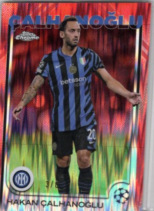 Hakan Calhanoglu 2024 Topps Chrome Red Refractor 3/8