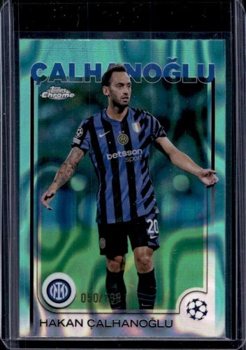 Hakan Calhanoglu 2024 Topps Chrome UEFA Aqua Lava Refractor /199