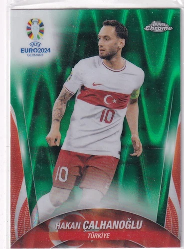 Hakan Calhanoglu 2024 Topps Chrome UEFA Euro Green Wave Refractor
