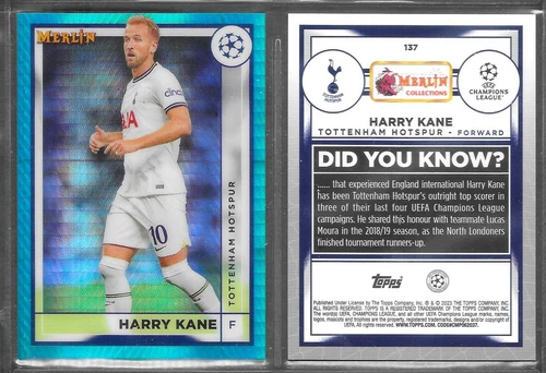 Harry Kane 2023 Topps Merlin Chrome Aqua Prism Refractor