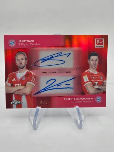 Harry Kane & Robert Lewandowski 2025 Topps Chrome Rouge /5