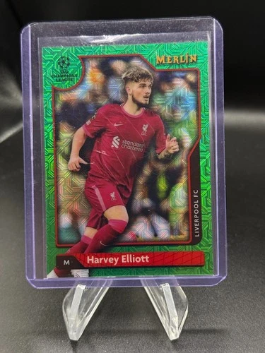 Harvey Elliott 2021 Panini Merlin Chrome UEFA Champions League Green Mojo /99