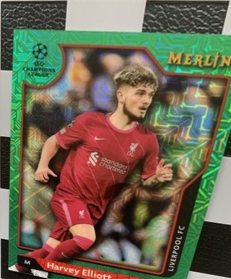 Harvey Elliott 2021 Topps Merlin Collection Chrome UCL Green /99
