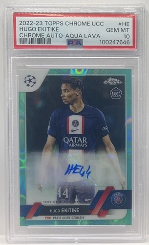 Hugo Ekitike 2022 Topps Chrome Aqua Lava