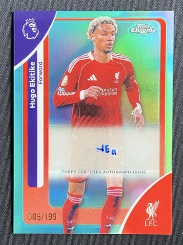 Hugo Ekitike 2026 Topps Chrome Aqua Refractor /199