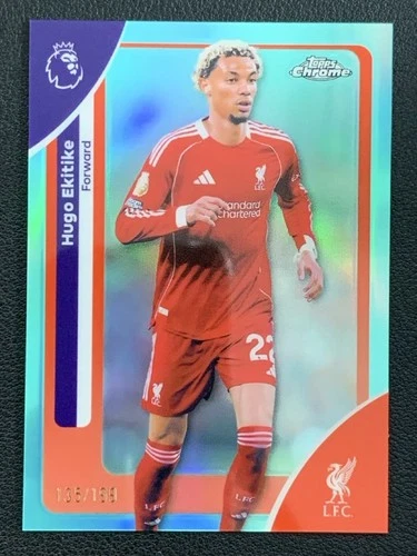 Hugo Ekitike 2025 Topps Chrome Aqua Refractor /199