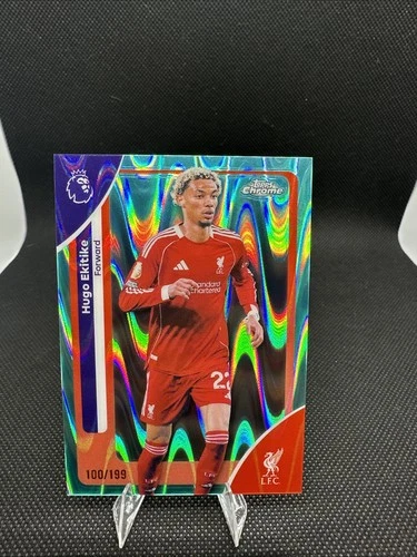 Hugo Ekitike 2025 Topps Chrome Aqua Wave /199