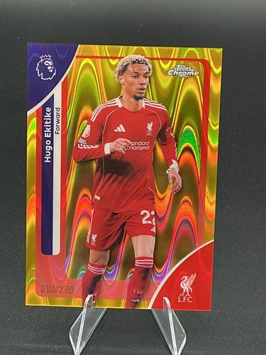 Hugo Ekitike 2026 Topps Chrome Giallo RayWave /275
