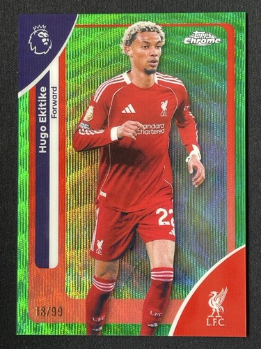 Hugo Ekitike 2025 Topps Chrome Green Wave /99
